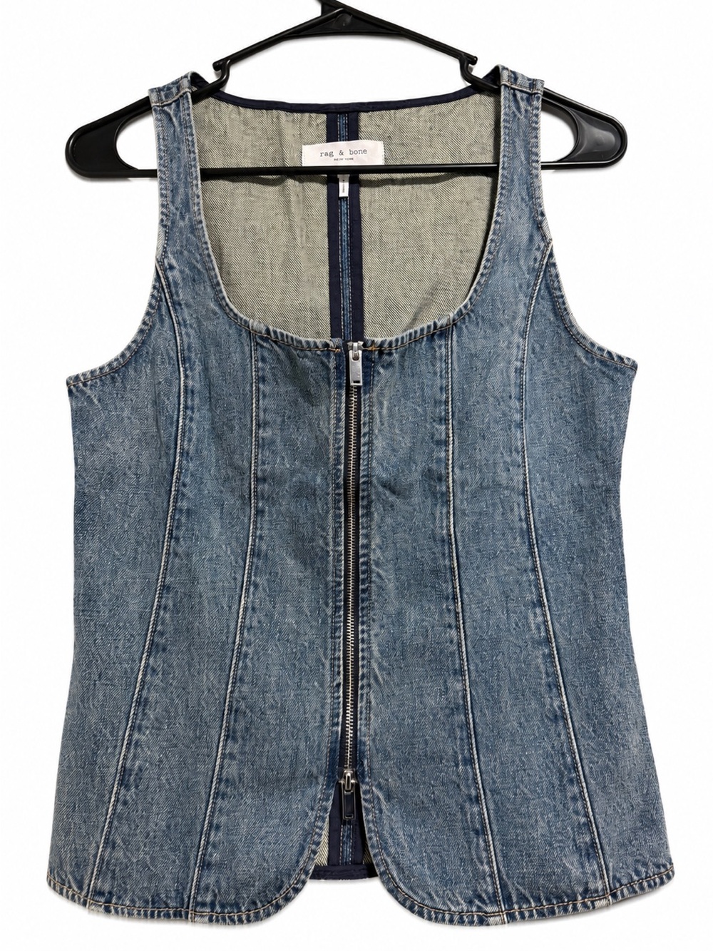 rag & bone Navy-Trim Denim Top - Picture 4 of 5